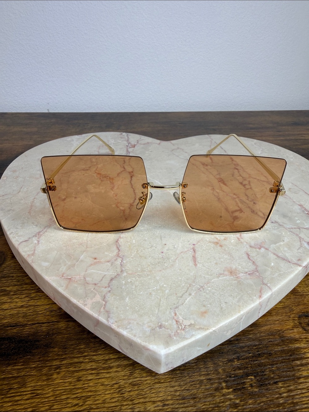 Gold Frame Square Brown Lens Sunglasses - Women Accessories